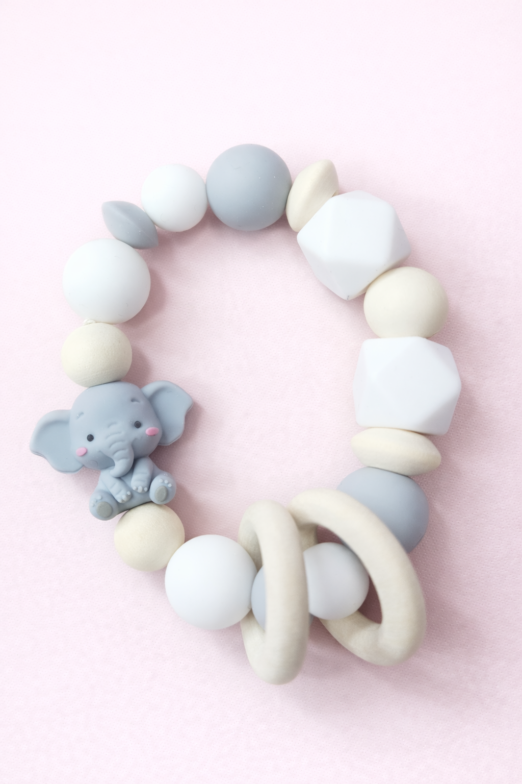 Cloud Elephant Pacifier Clip & Sensory Ring