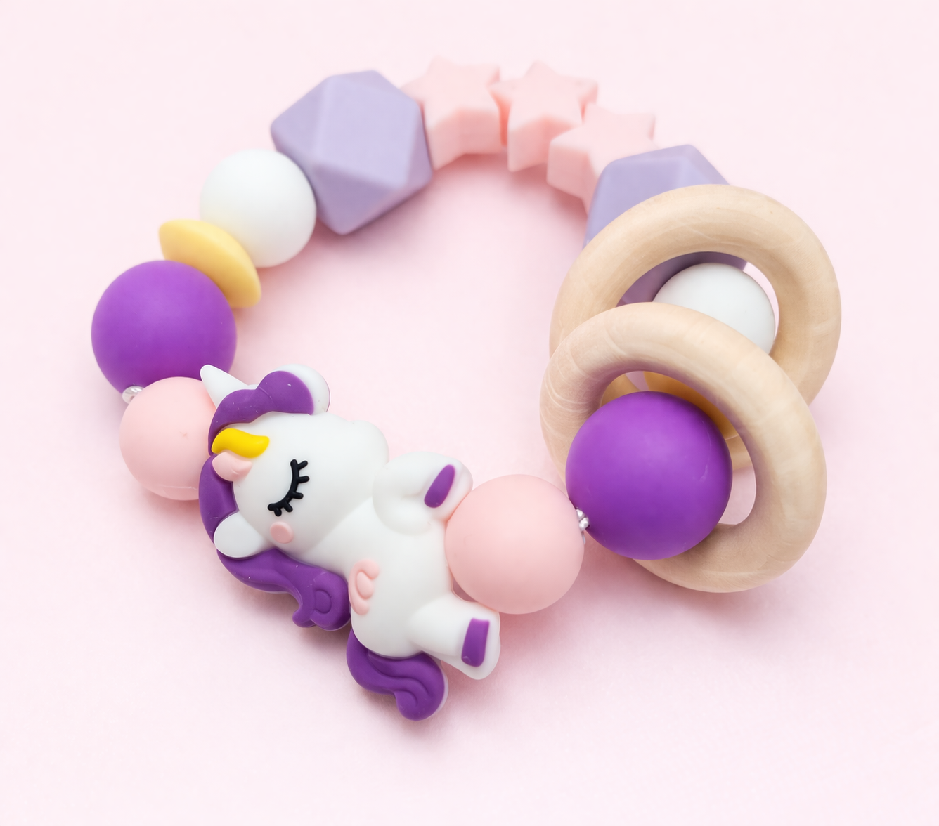 Dream Unicorn Pacifier Clip & Sensory Ring