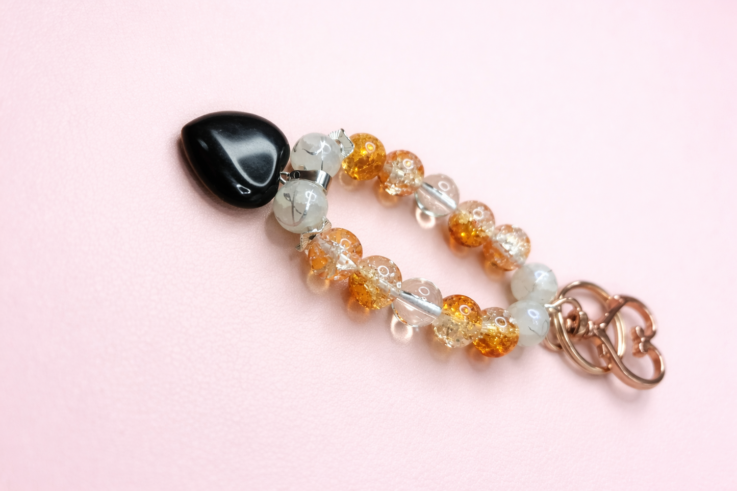 Golden Tiger's Eye & Amber Keychain