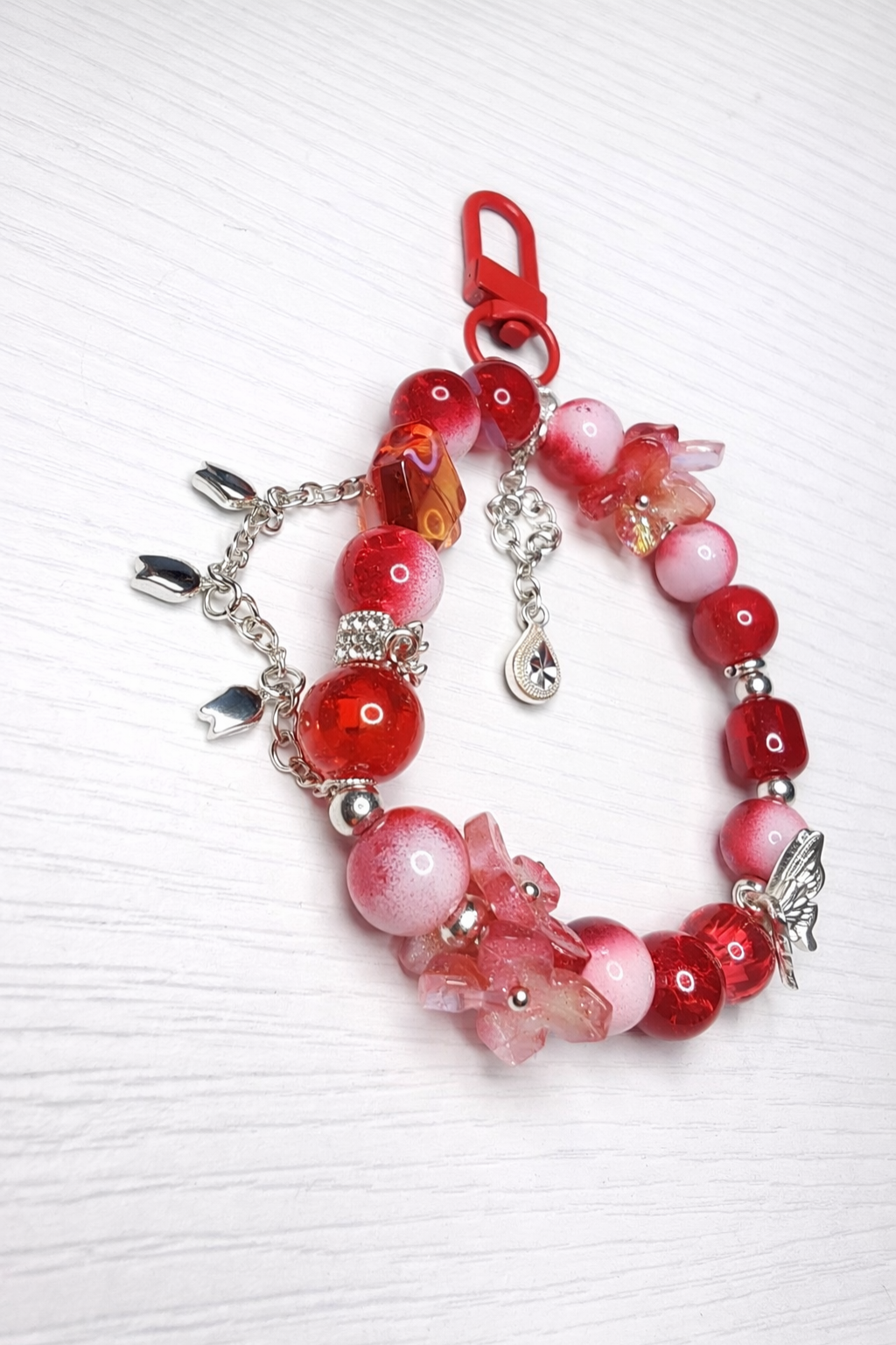 Crimson Bloom Keychain