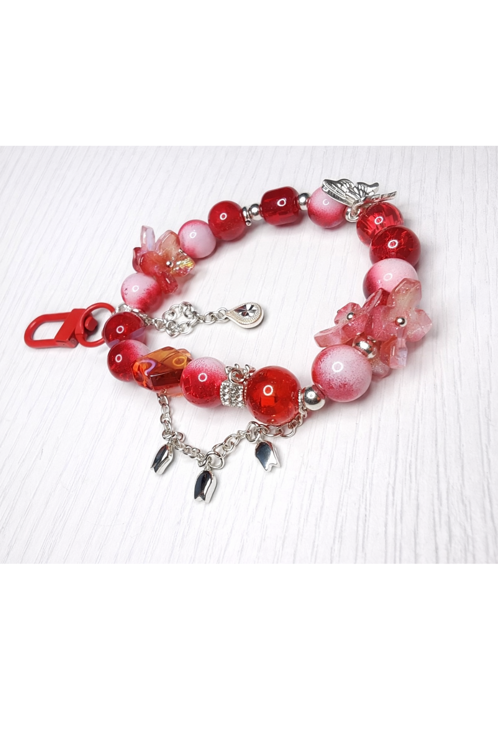Crimson Bloom Keychain