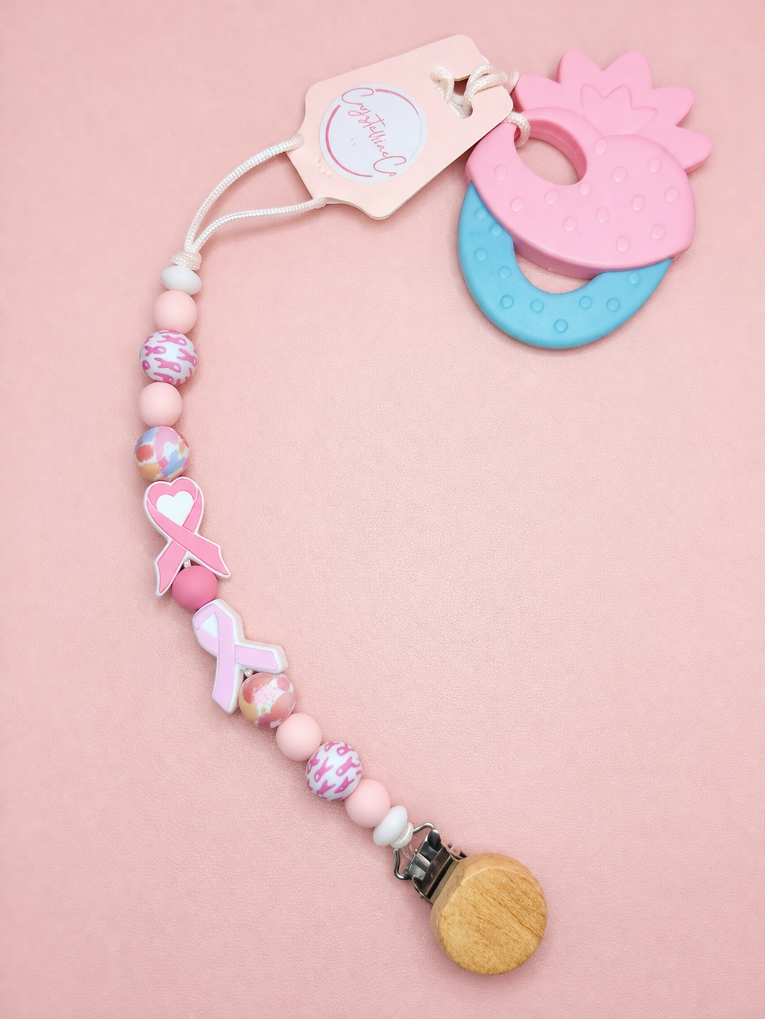 Flower Hope Pacifier Clip & Sensory Piece