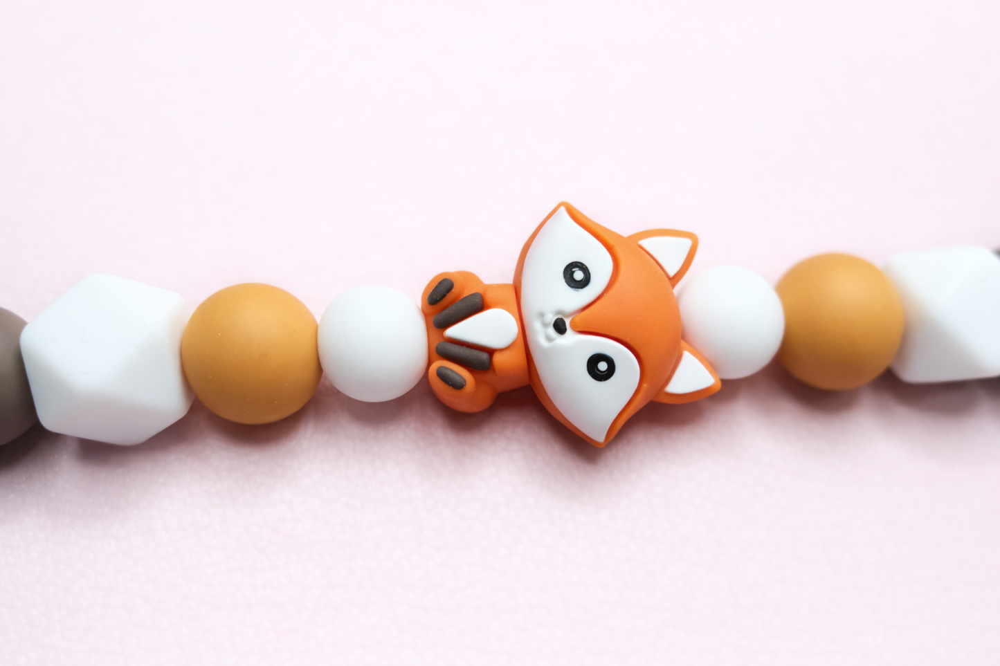 Amber Fox Pacifier Clip & Sensory Ring