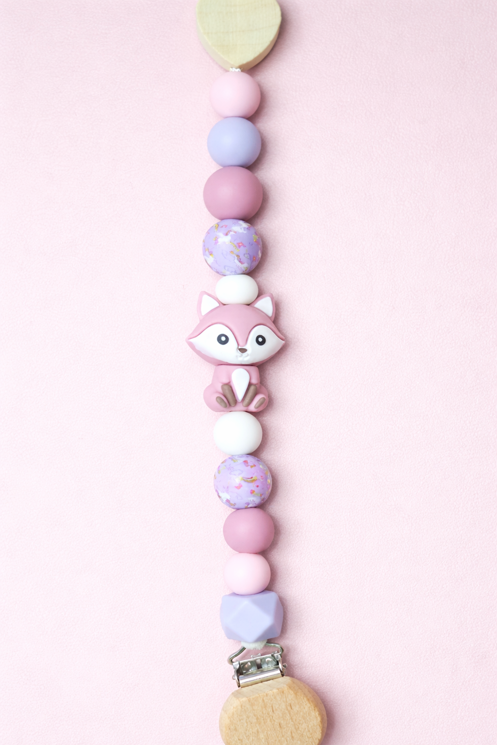 Blush Fox Pacifier Clip & Sensory Ring