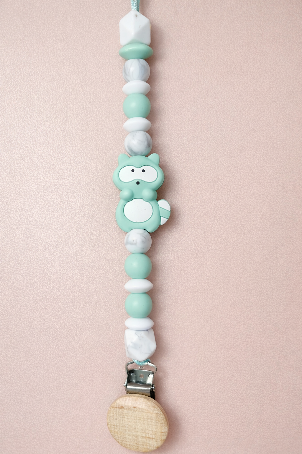 Minty Squirrel Pacifier Clip & Sensory Piece