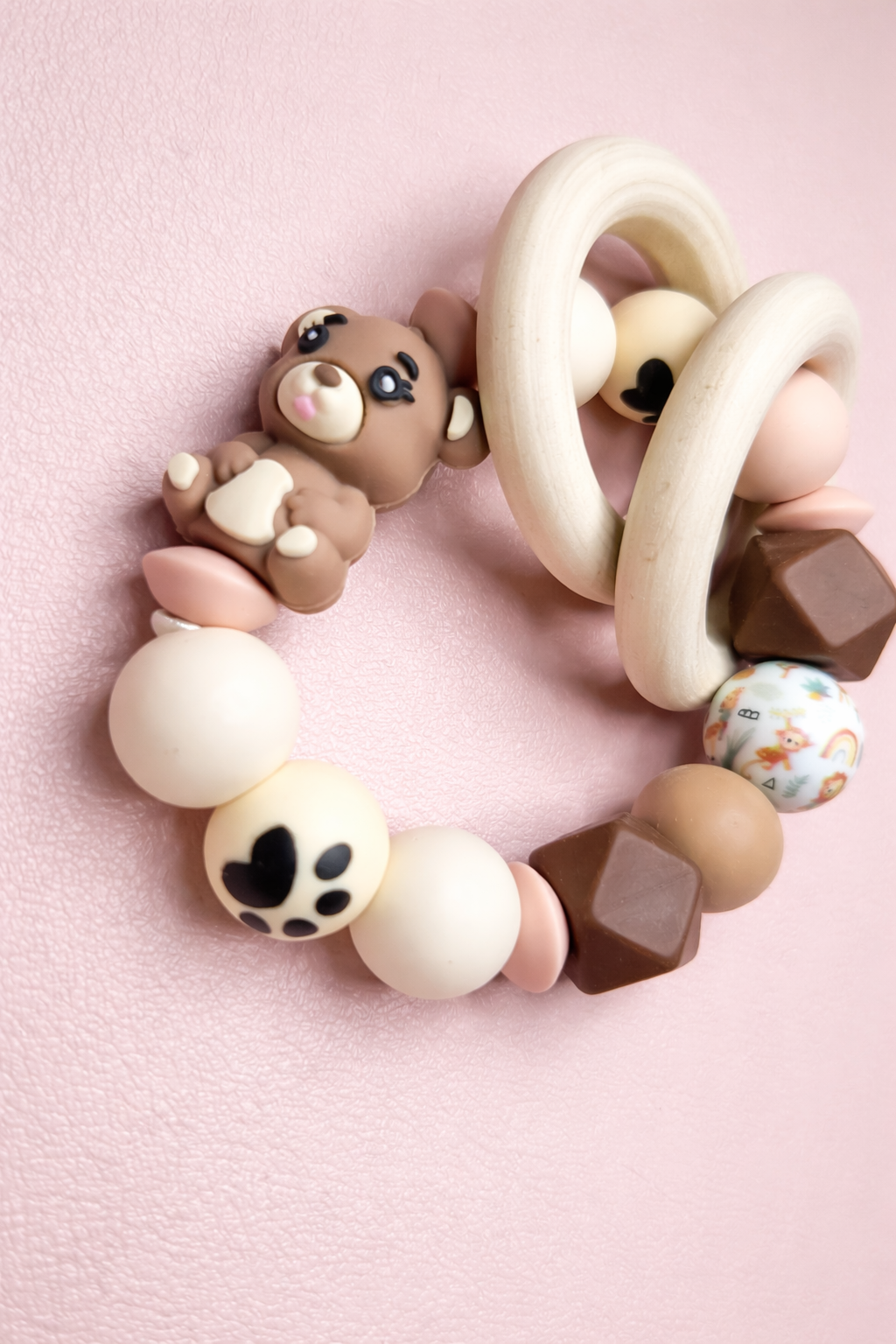 Honey Bear Pacifier Clip & Sensory Ring