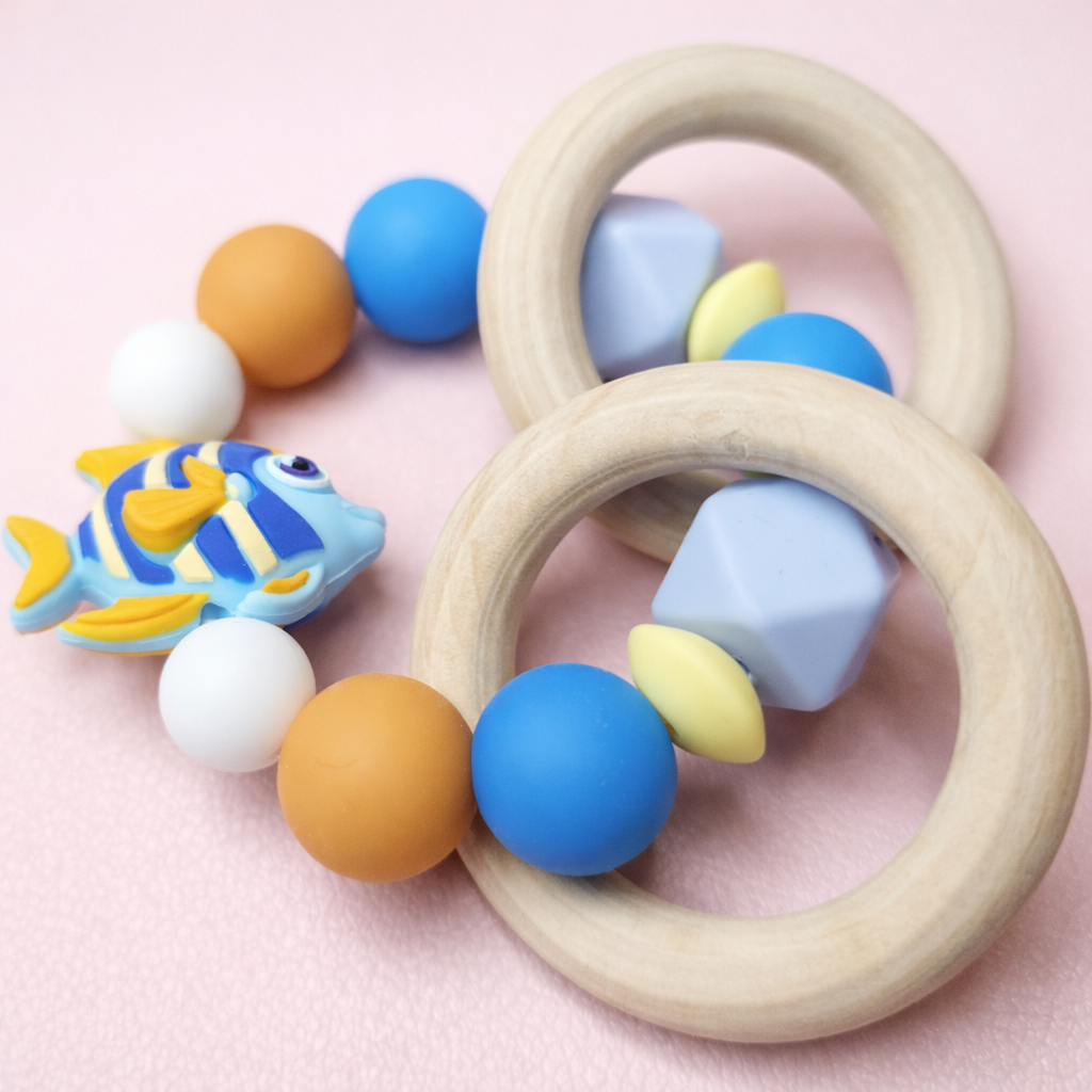 Ocean Mist Fish Pacifier Clip & Sensory Ring