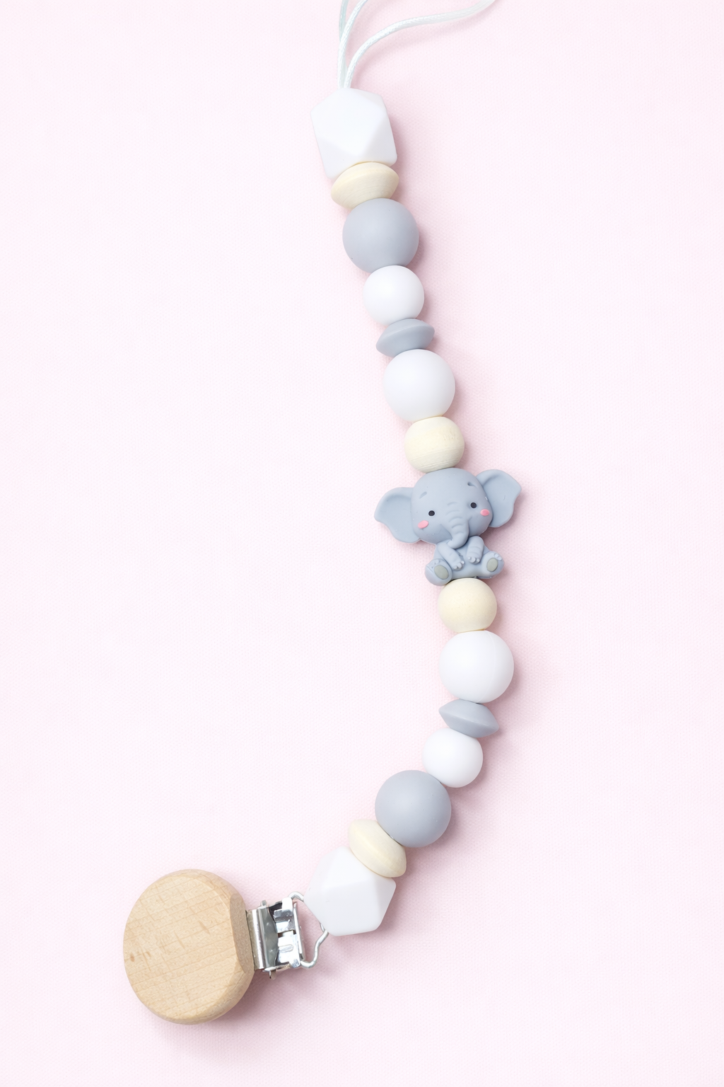 Cloud Elephant Pacifier Clip & Sensory Ring