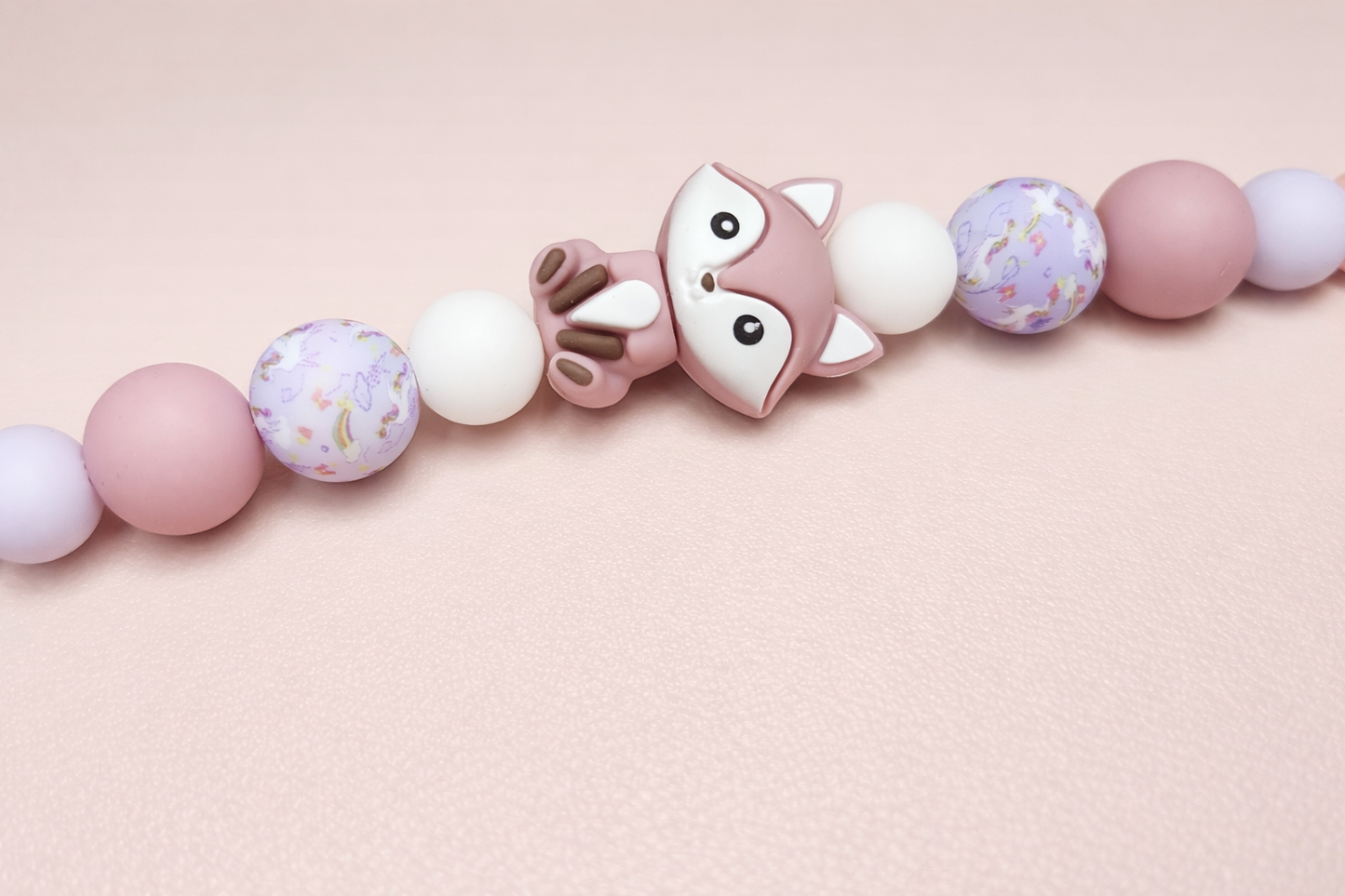 Blush Fox Pacifier Clip & Sensory Ring