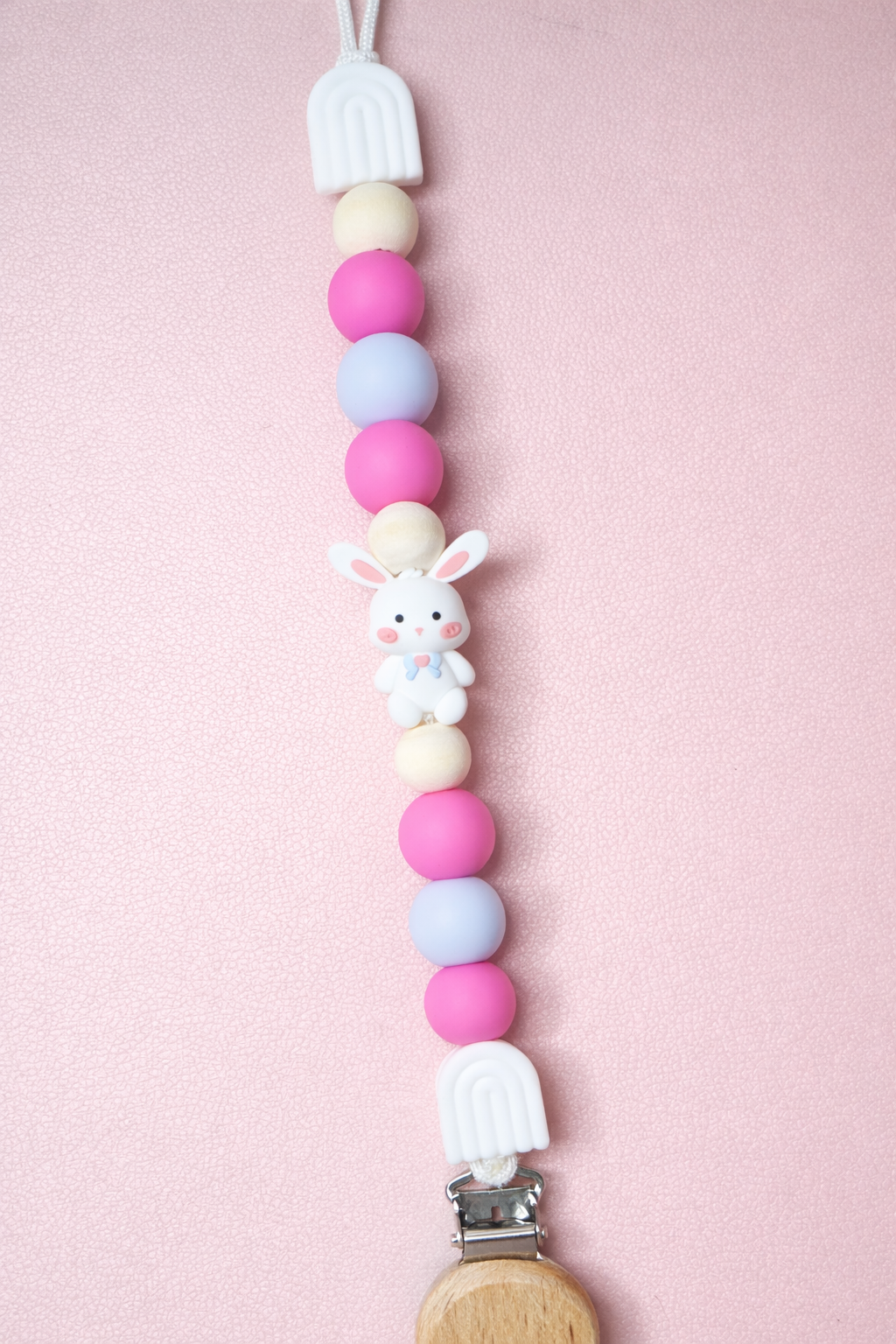 Sweet Bunny Pacifier Clip & Sensory Piece
