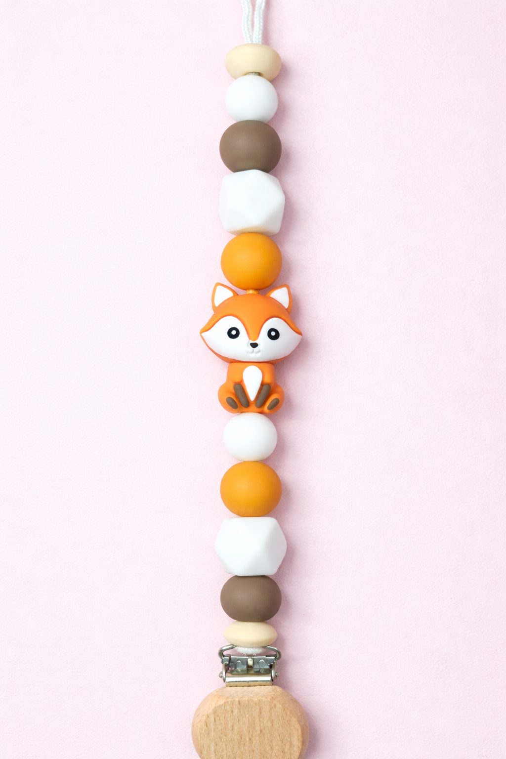 Amber Fox Pacifier Clip & Sensory Ring