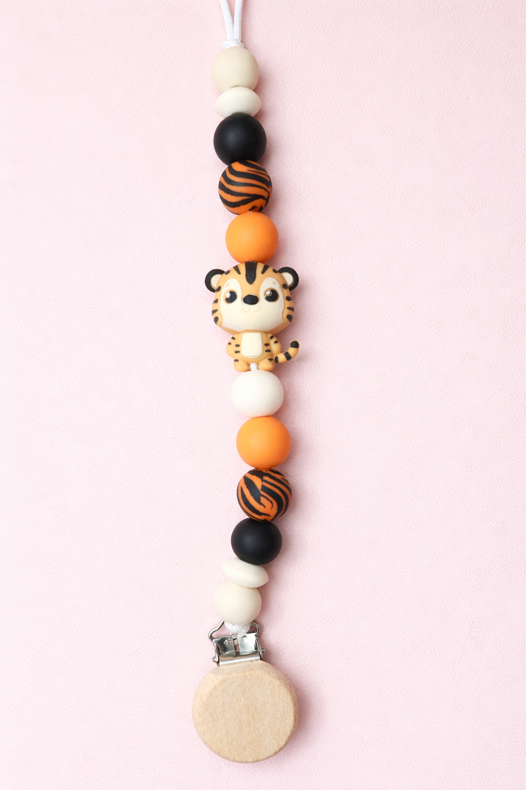 Golden Tiger Pacifier Clip & Sensory Ring