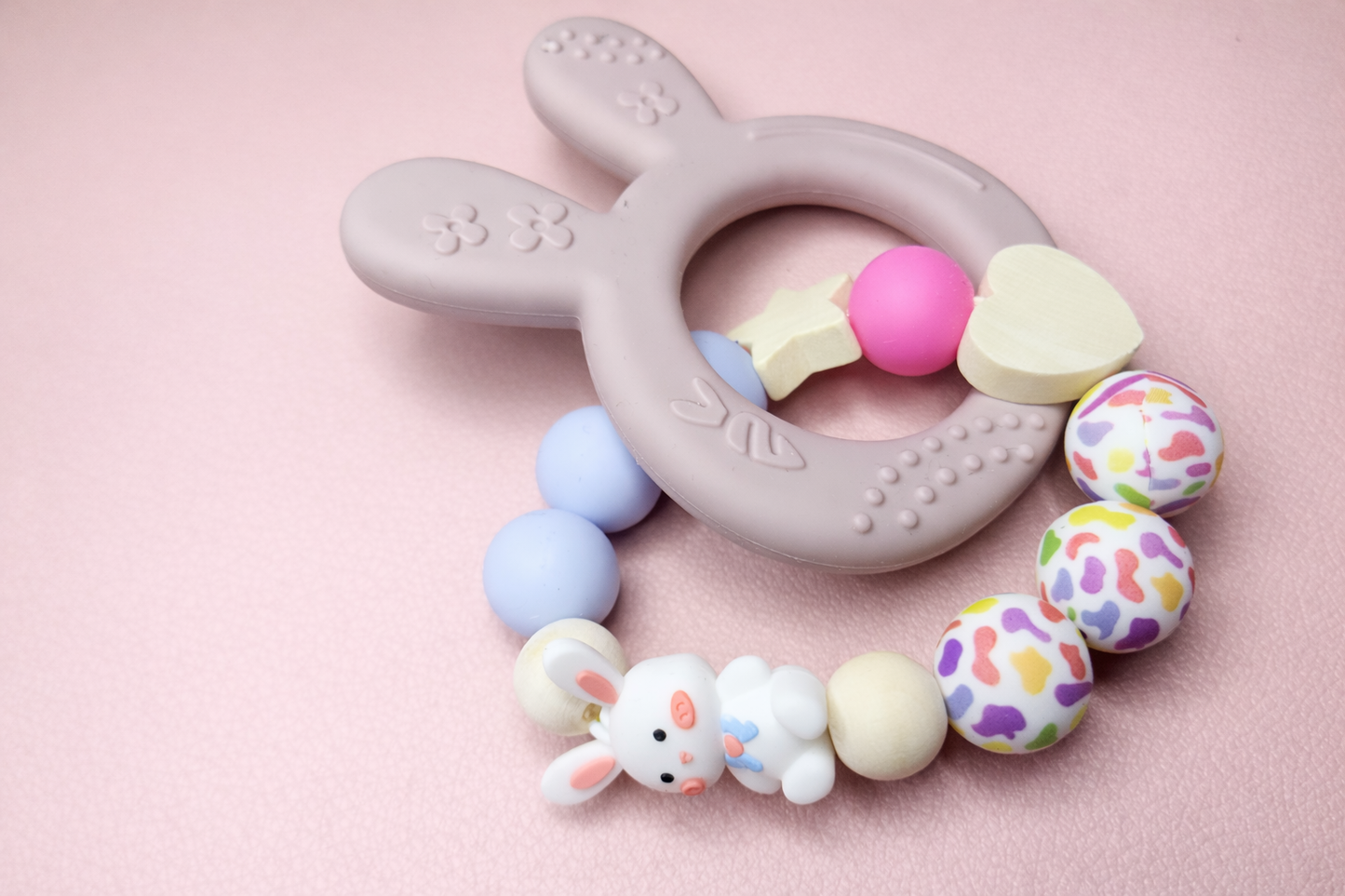 Sweet Bunny Pacifier Clip & Sensory Piece