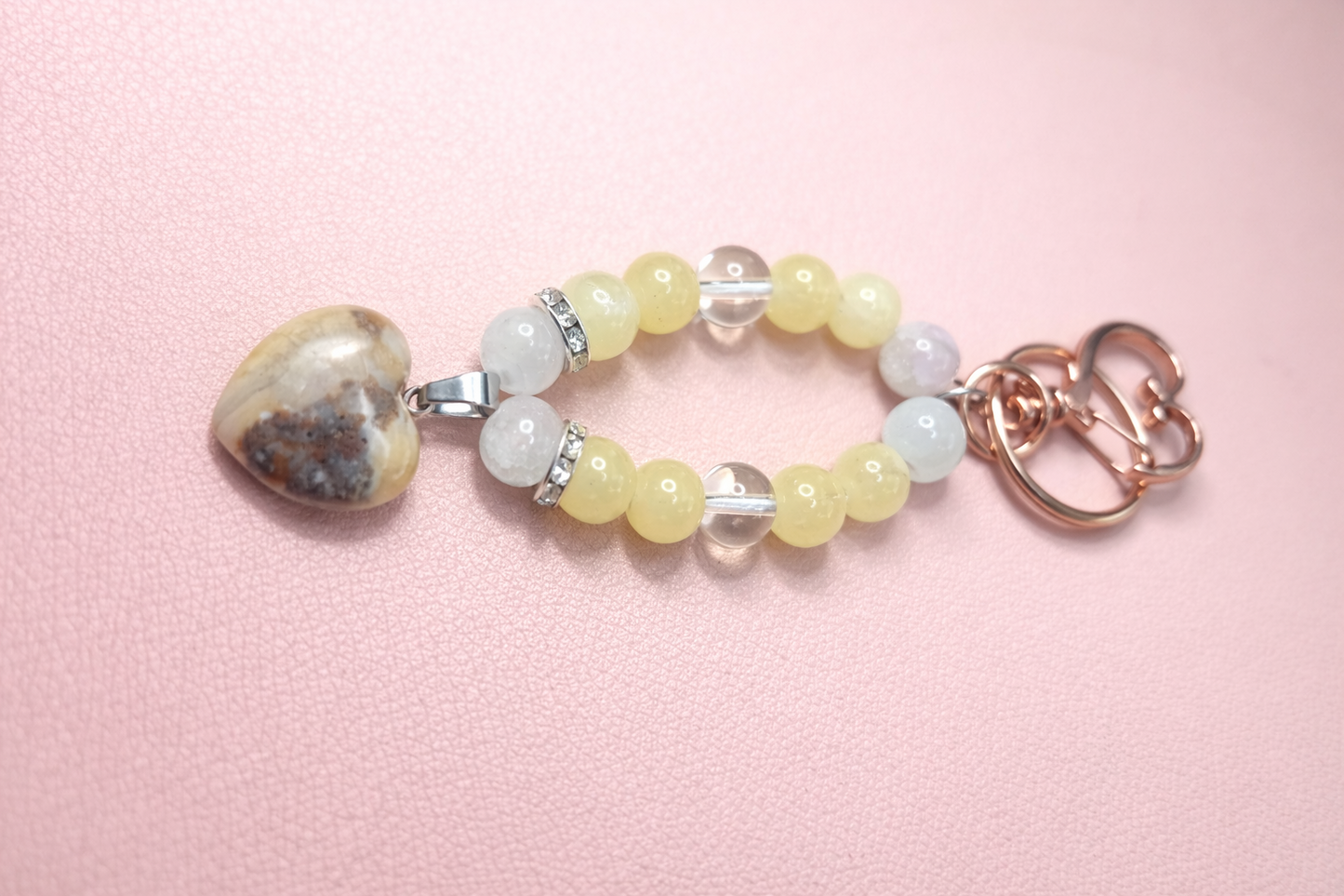 Floral Agate Keychain