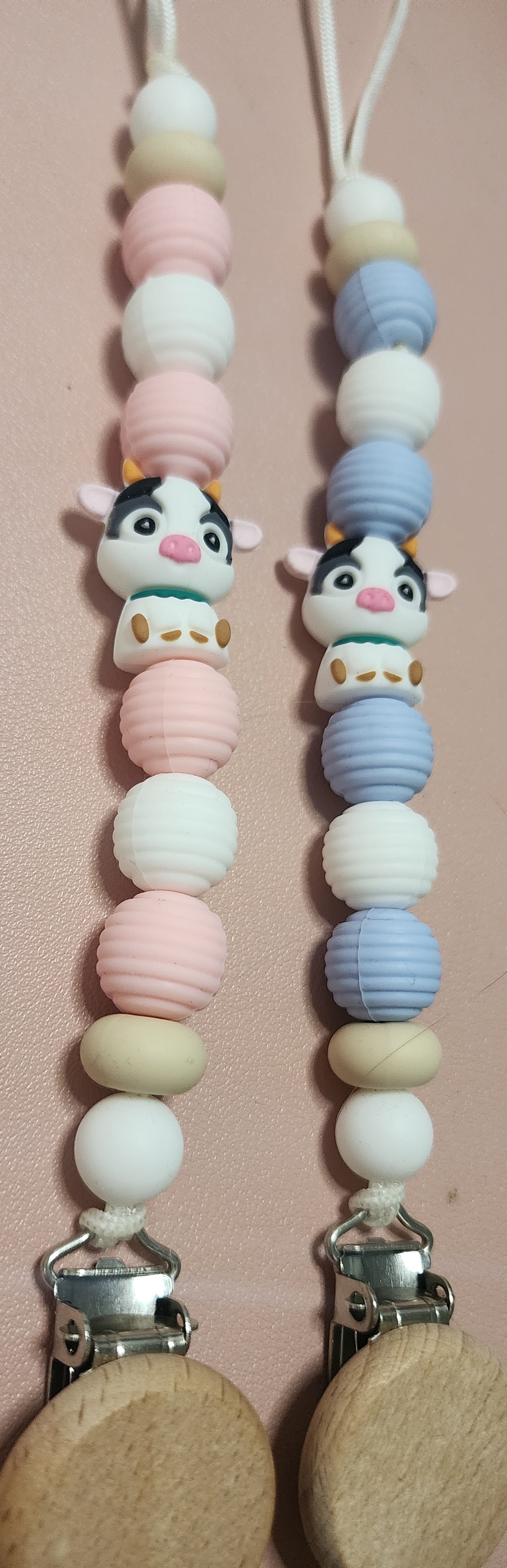 Blueberry MooMoo Pacifier Clip