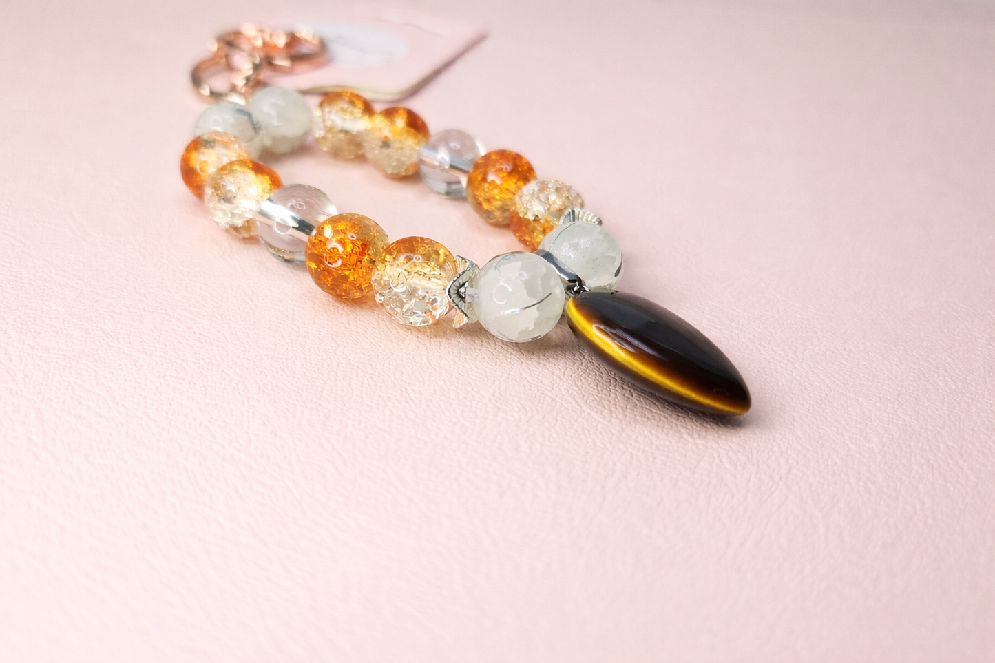 Golden Tiger's Eye & Amber Keychain