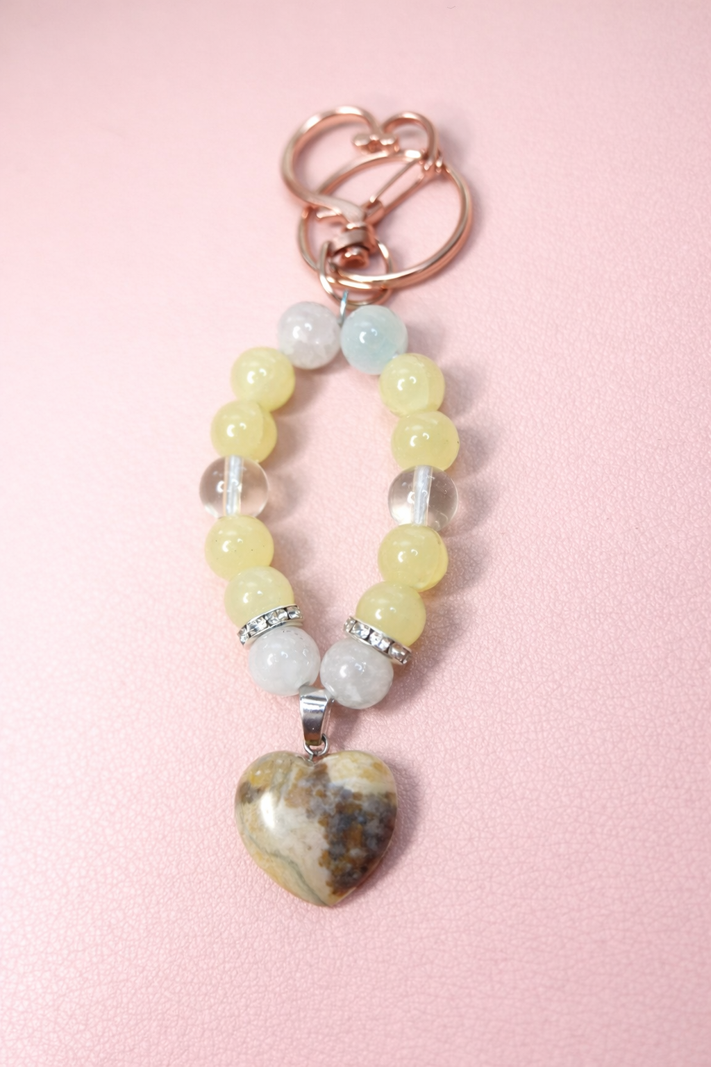 Floral Agate Keychain