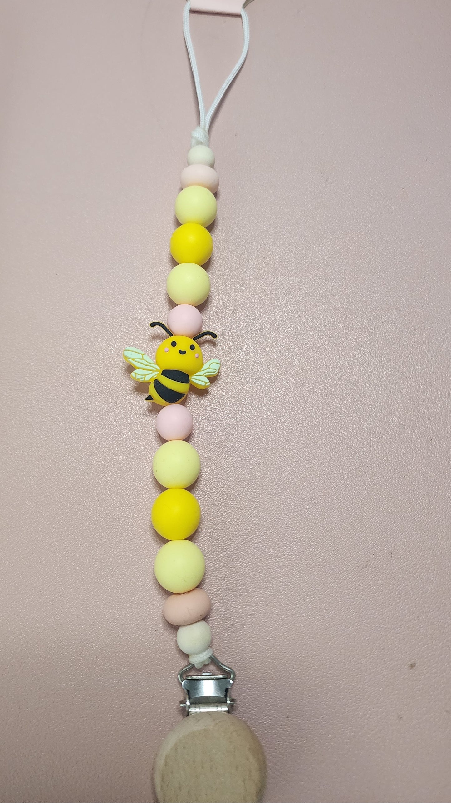 Pastel Bee Pacifier Clip