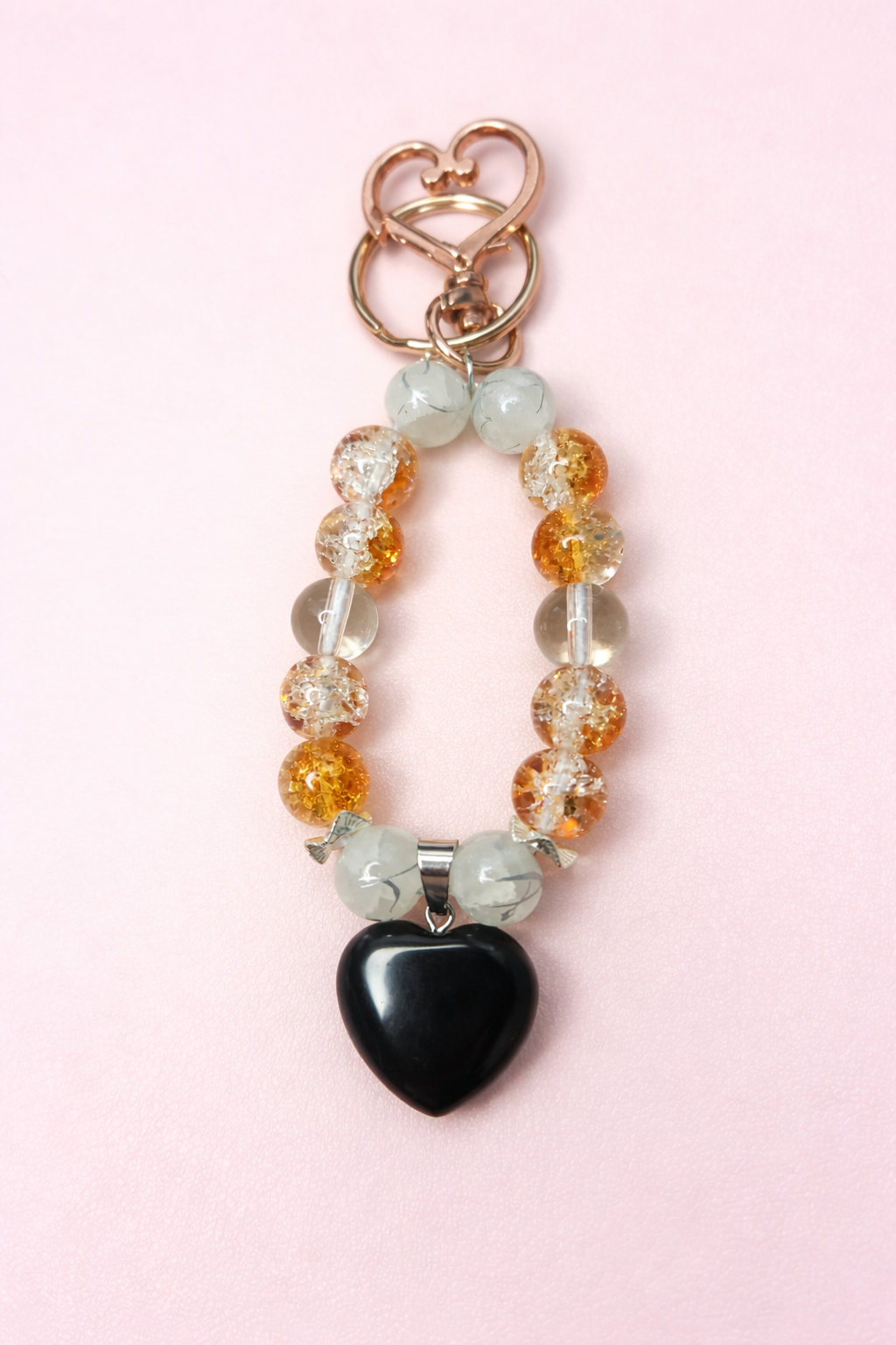 Golden Tiger's Eye & Amber Keychain