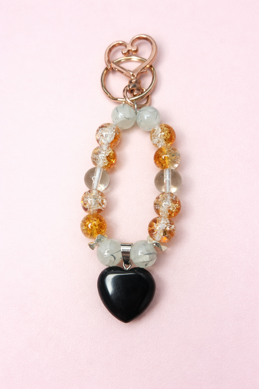 Golden Tiger's Eye & Amber Keychain