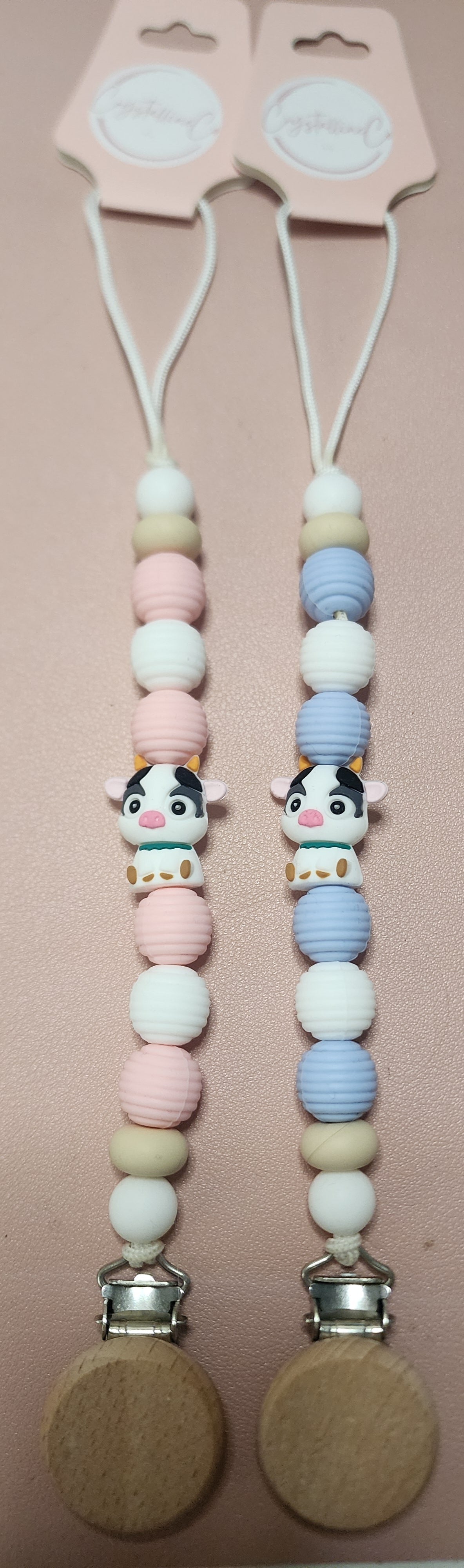 Blueberry MooMoo Pacifier Clip