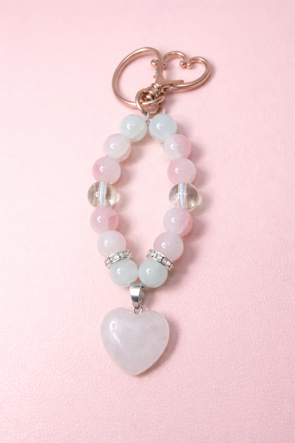 Cloud Rose Quartz Keychain